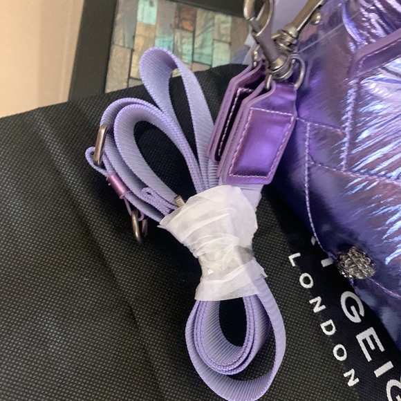 KURT GEIGER LONDON Small Purple Quilted Metallic Crossbody - Picture 9 of 15